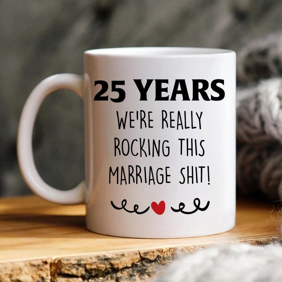 We're Really Rocking This Marriage - Personalized White Mug