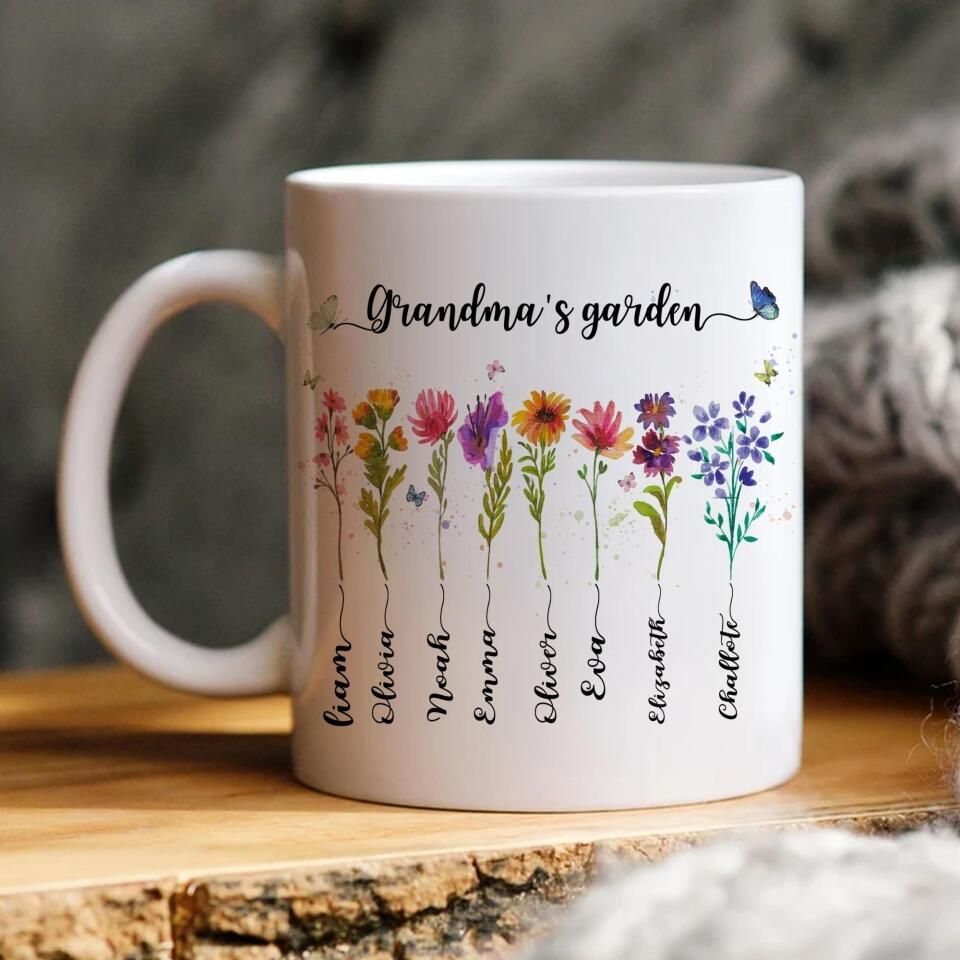 Flower Style Grandma's Garden Custom Mug Gift For Grandma