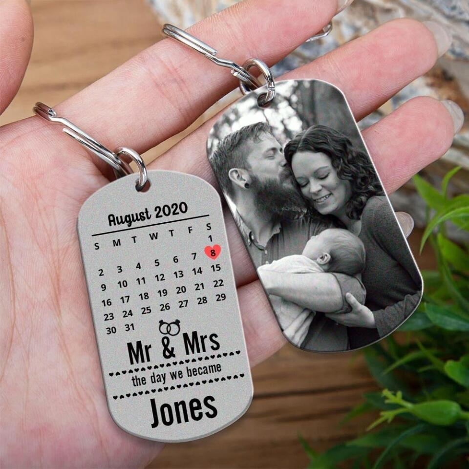 Mr & Mrs, The Day We Became - Personalized Keychain - Gift For Wedding Anniversary
