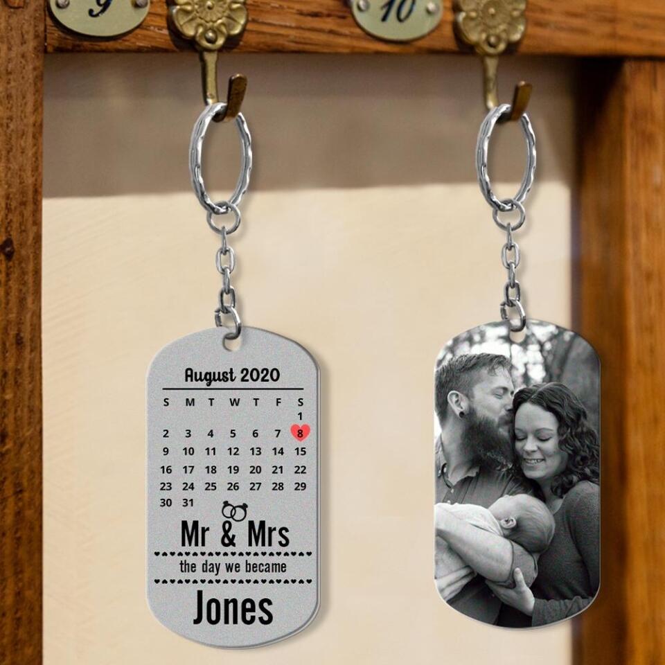Mr & Mrs, The Day We Became - Personalized Keychain - Gift For Wedding Anniversary