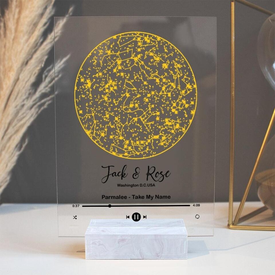 Personalized Star Map With Favorite Song Acrylic Plaque - Custom Couple Gift - Anniversary, Valentine Gifts