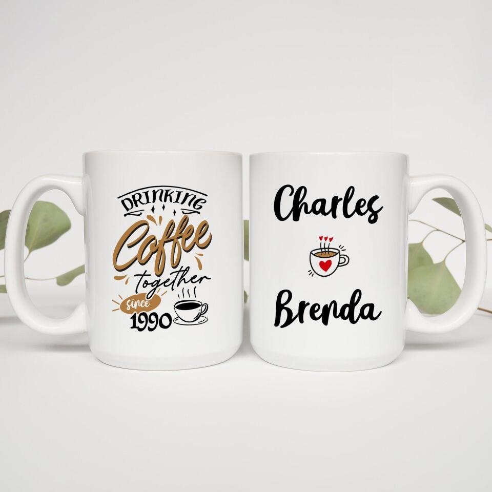 Drinking Coffee Together Personalized Mug For Coffee Lover