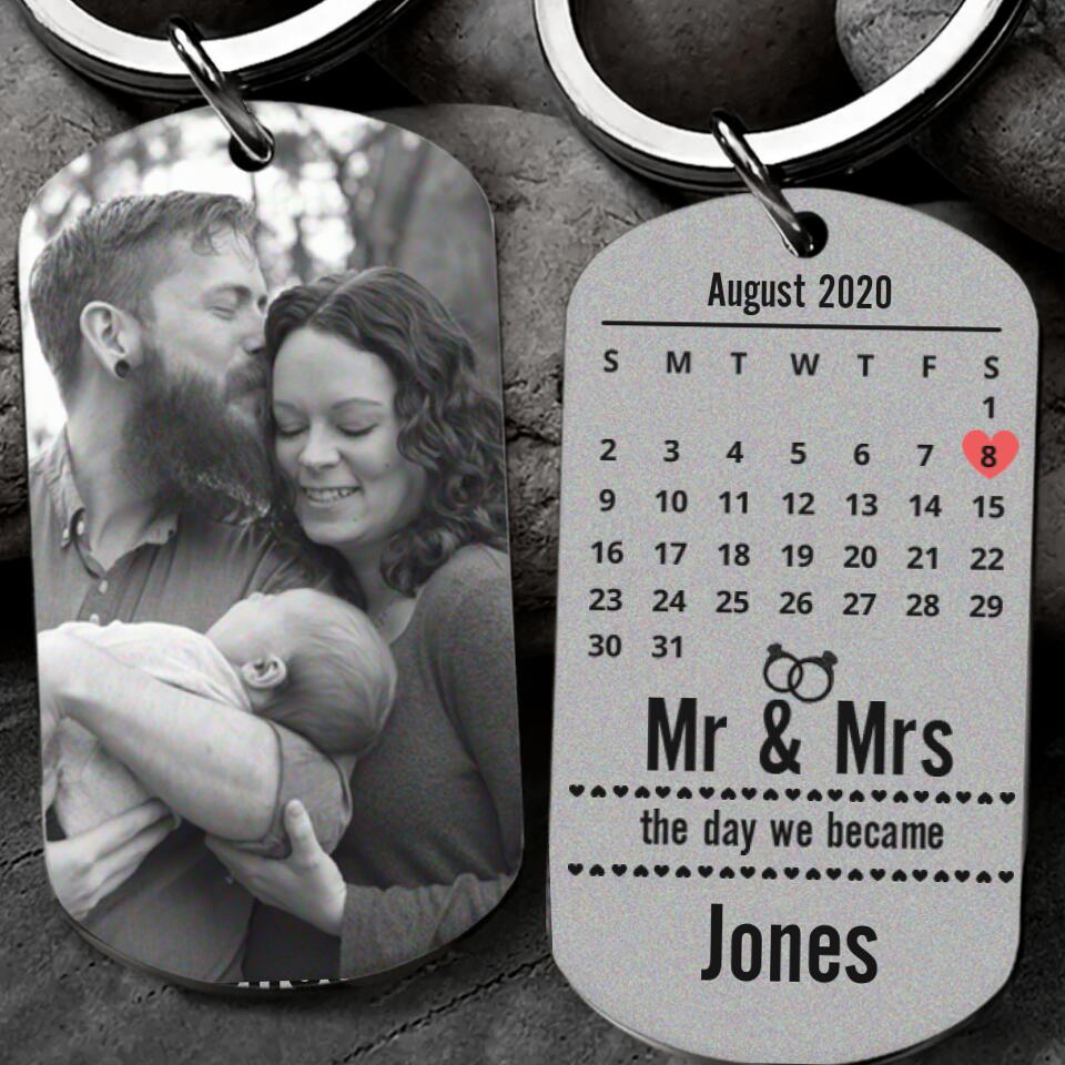 Mr & Mrs, The Day We Became - Personalized Keychain - Gift For Wedding Anniversary