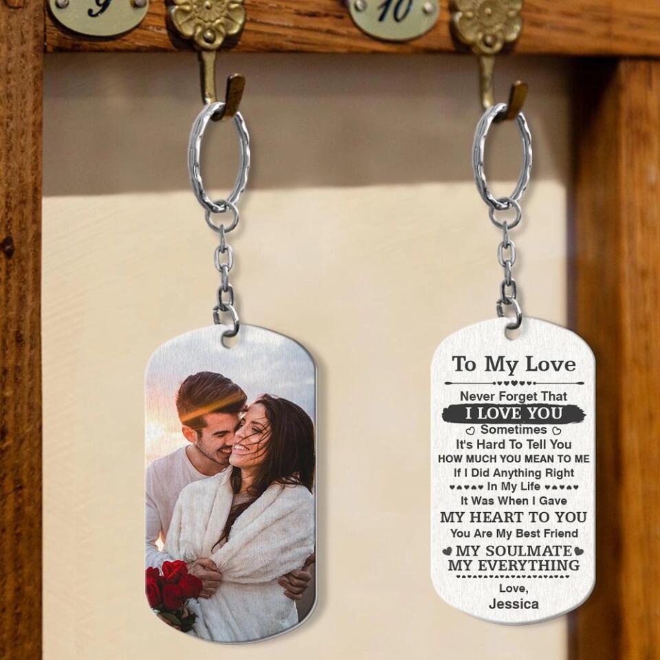 Personalized Valentine Gifts - My Soulmate My Everything - Custom Name and Photo - Personalized Steel Keychain