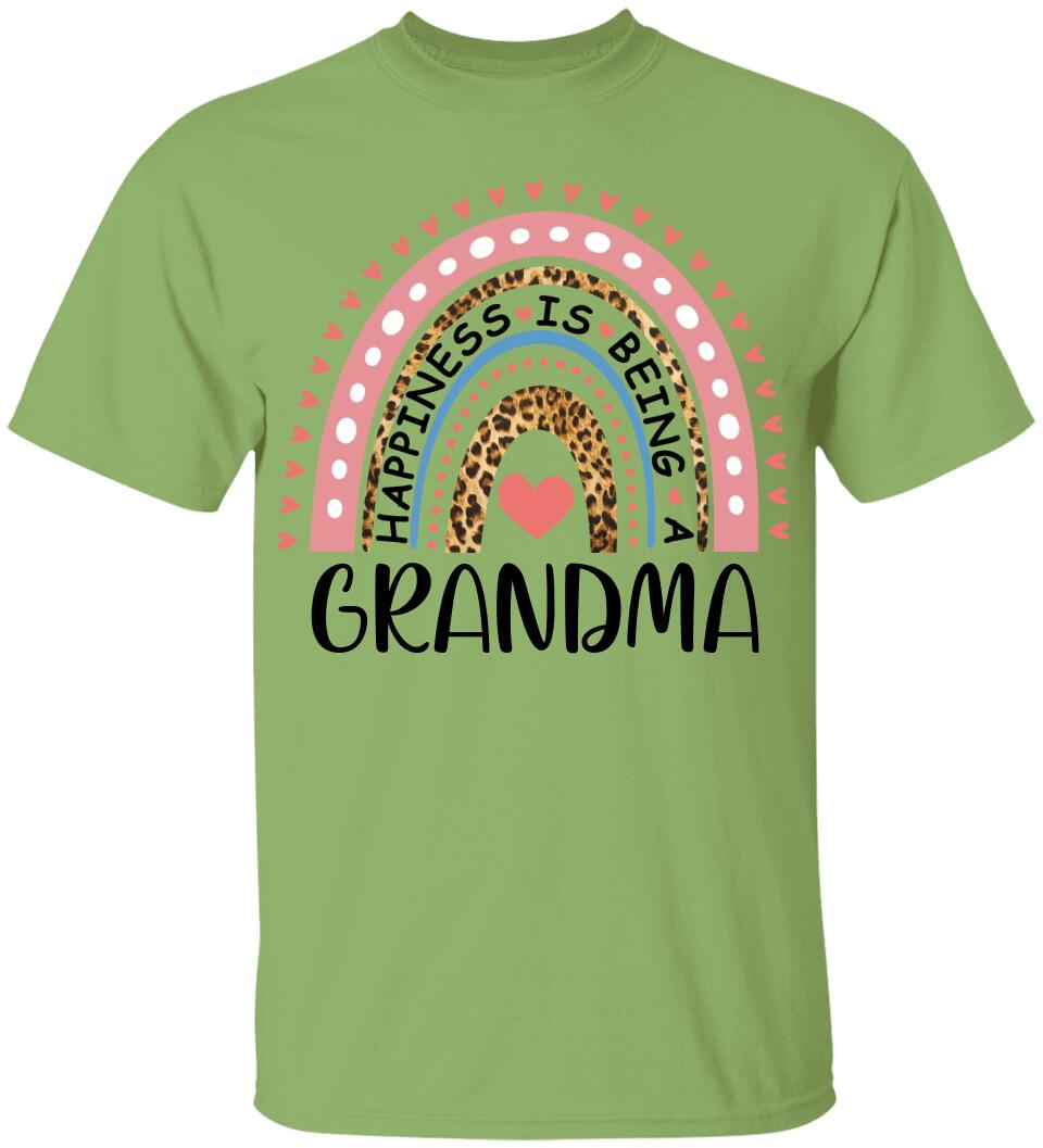 Rainbow Happiness Is Being A Grandma - Personalized T-Shirt - Birthday Gift for Grandma