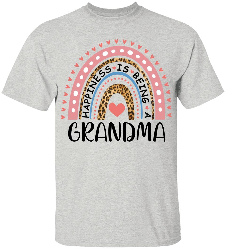 Rainbow Happiness Is Being A Grandma - Personalized T-Shirt - Birthday Gift for Grandma