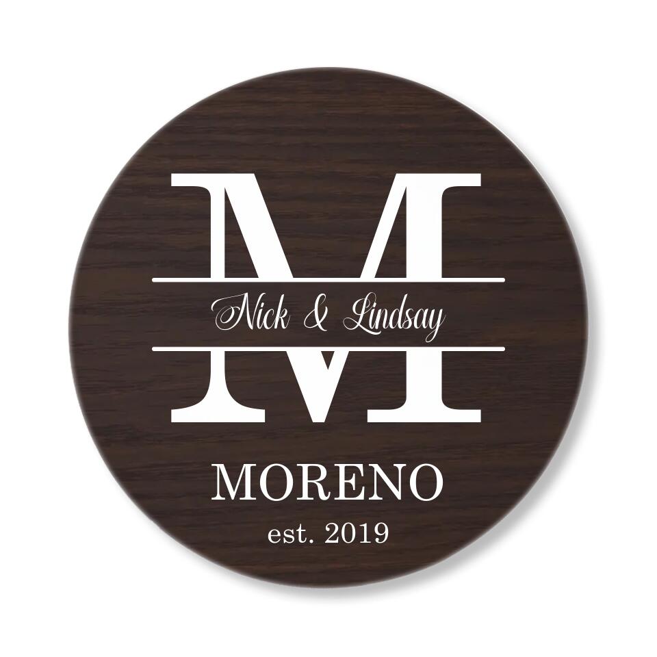 Couple Wooden Sign Name With Amazing Font Style - Personalized Round Wooden Sign - Anniversary Gift For Him