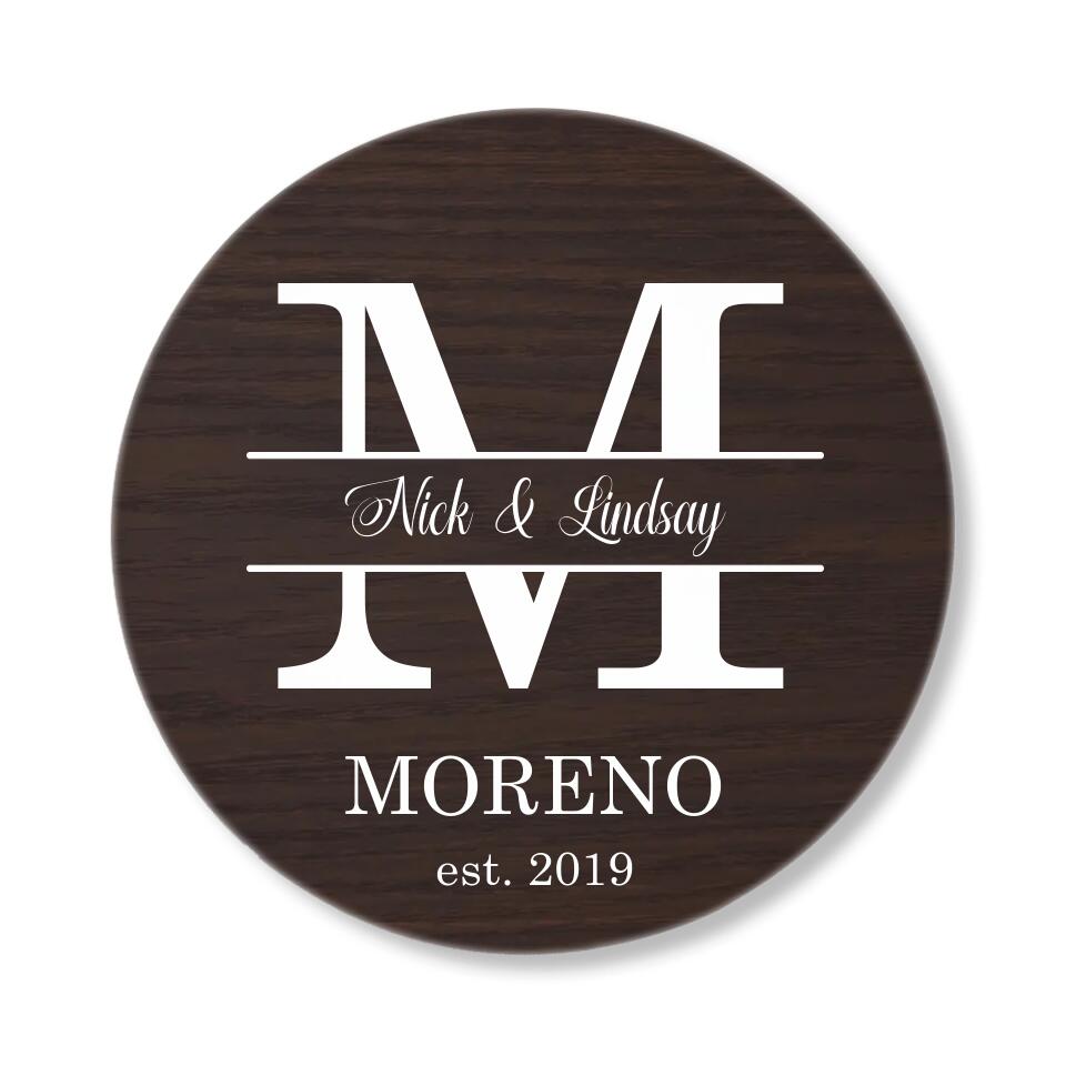 Couple Wooden Sign Name With Amazing Font Style - Personalized Round Wooden Sign - Anniversary Gift For Him