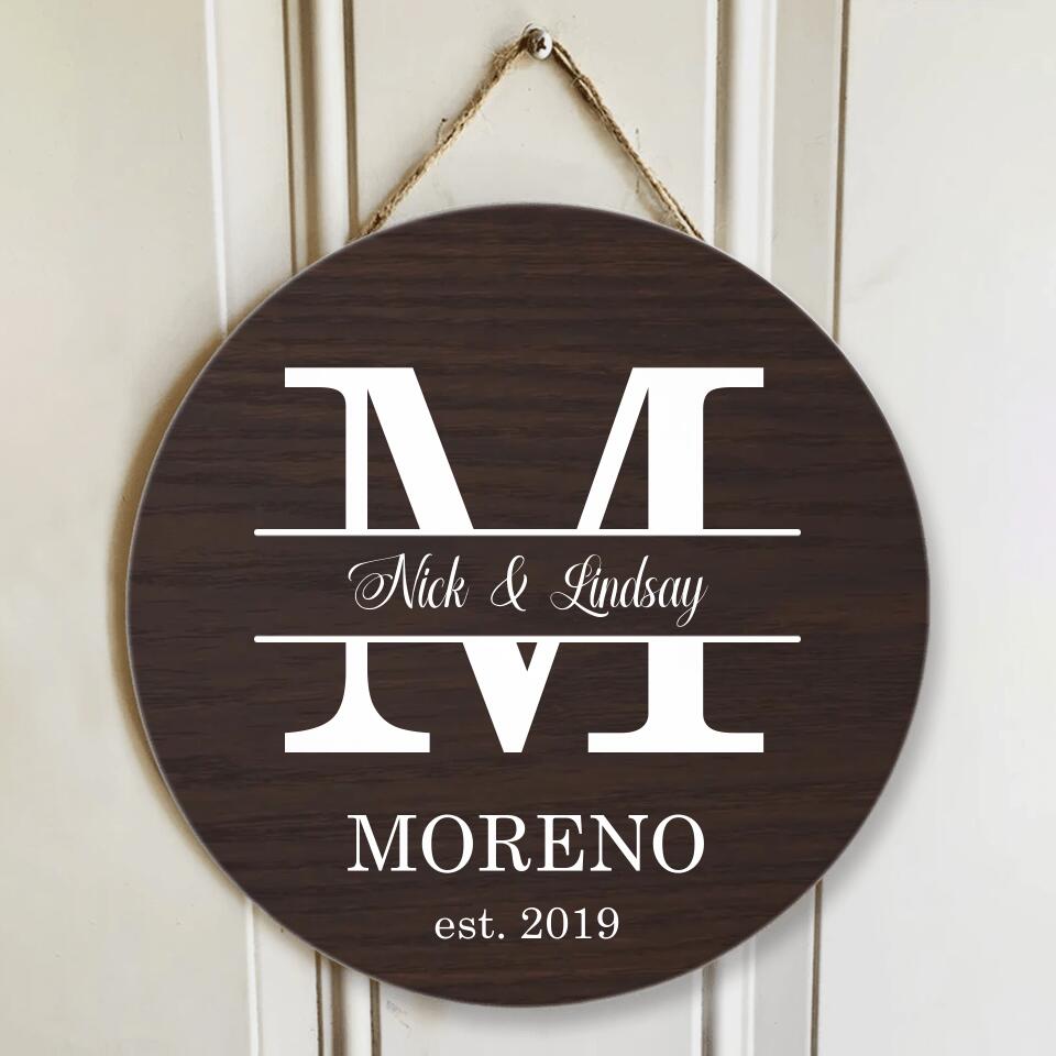 Couple Wooden Sign Name With Amazing Font Style - Personalized Round Wooden Sign - Anniversary Gift For Him