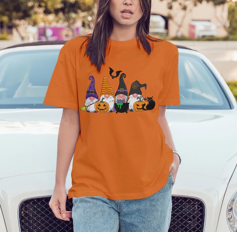 Pumpkin Black Cat And Broom Stick T-shirt