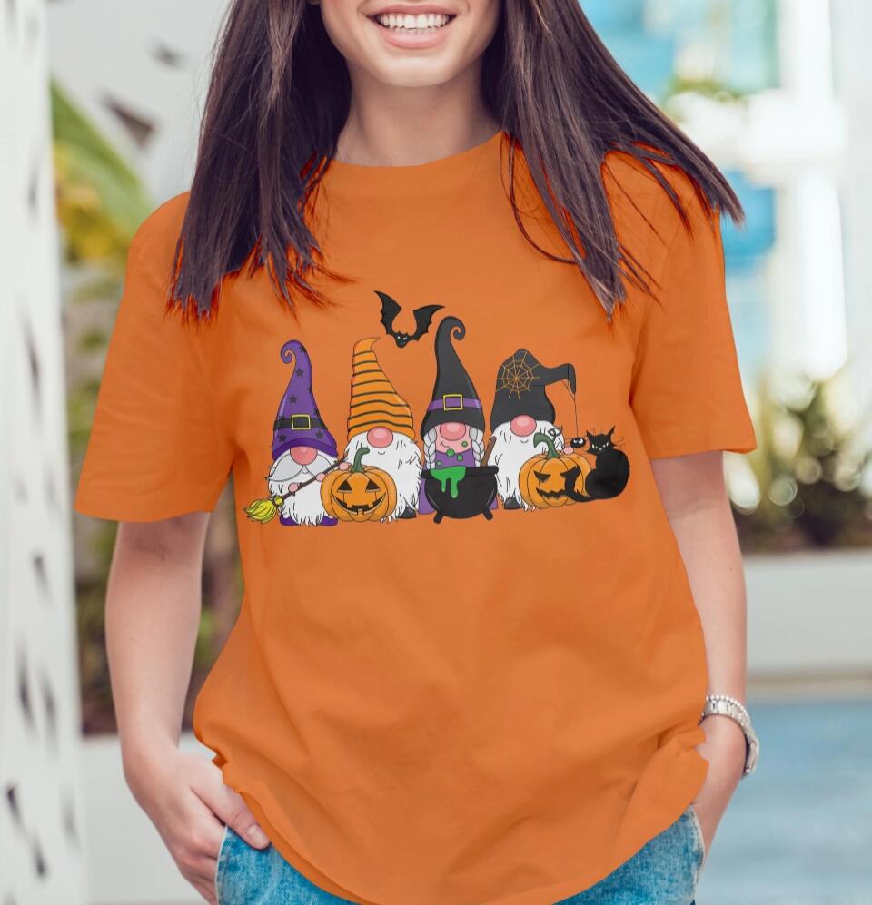 Pumpkin Black Cat And Broom Stick T-shirt