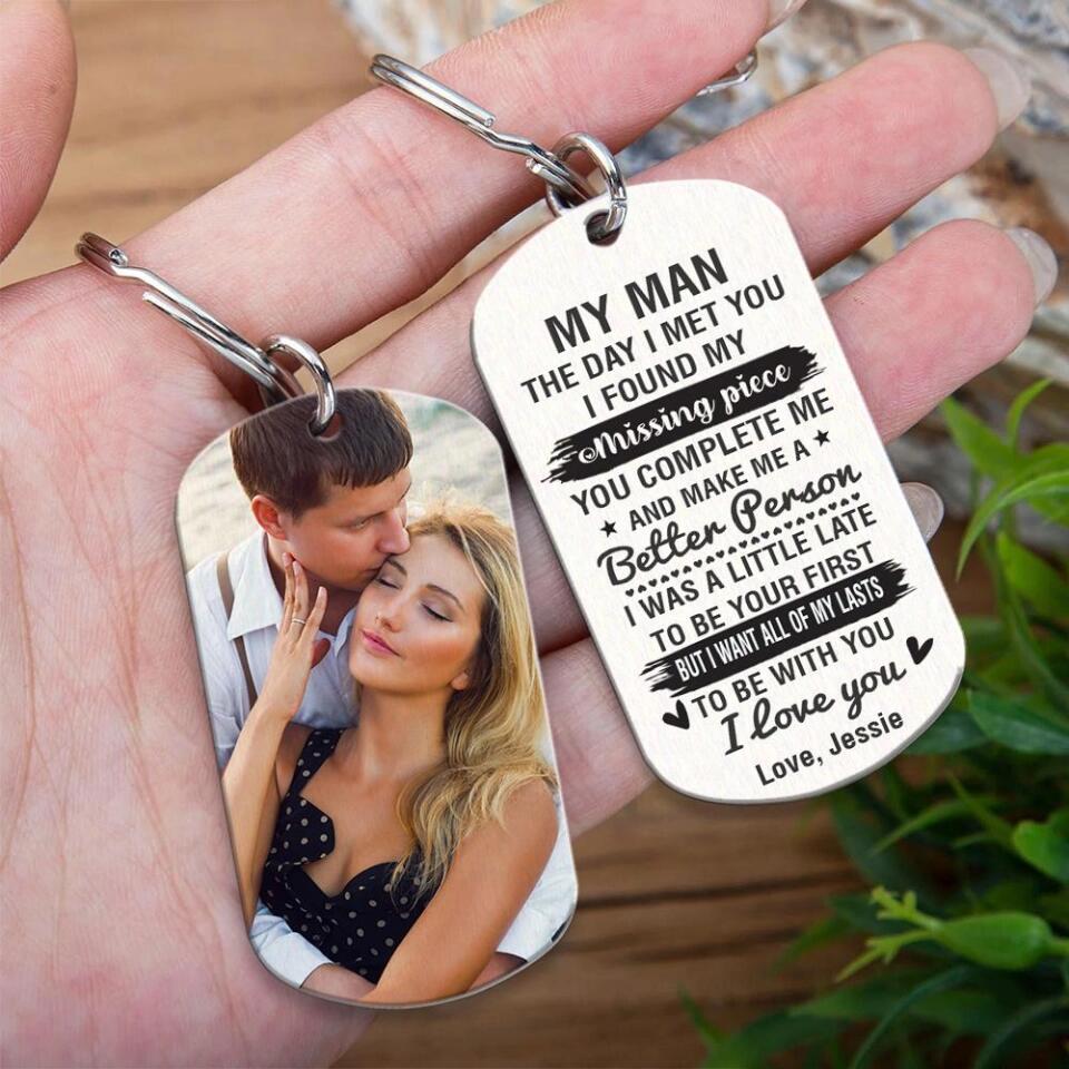The Day I Met You I Found My Missing Piece - Personalized Keychain Custom Photo - Gifts For Husband, Boyfriend, Lovers