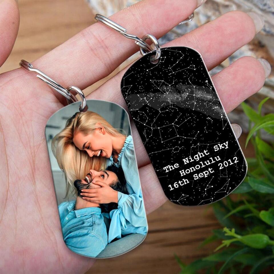 The Night Sky - Personalized Keychain - Custom Map & Date
