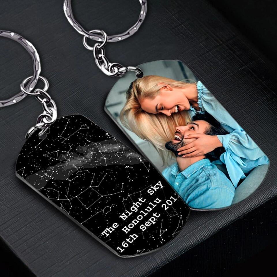 The Night Sky - Personalized Keychain - Custom Map & Date