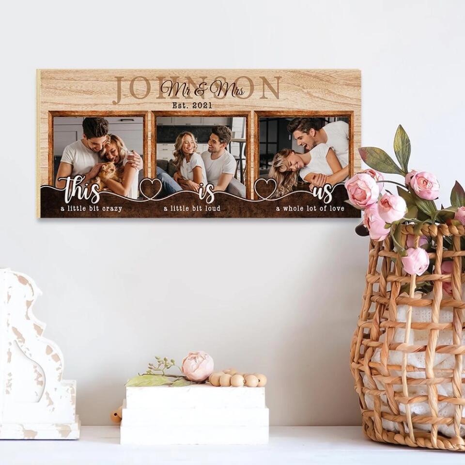 Personalized Valentine Gifts - This Is Us Mr and Mrs - Personalized Wall Art Decor Rectangle Wood Sign - Gift for Wife, Husband