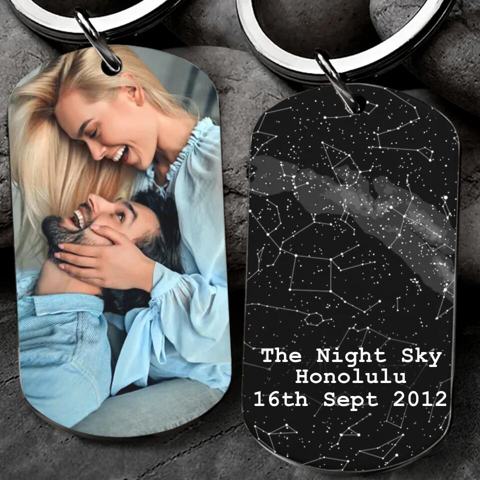 The Night Sky - Personalized Keychain - Custom Map & Date