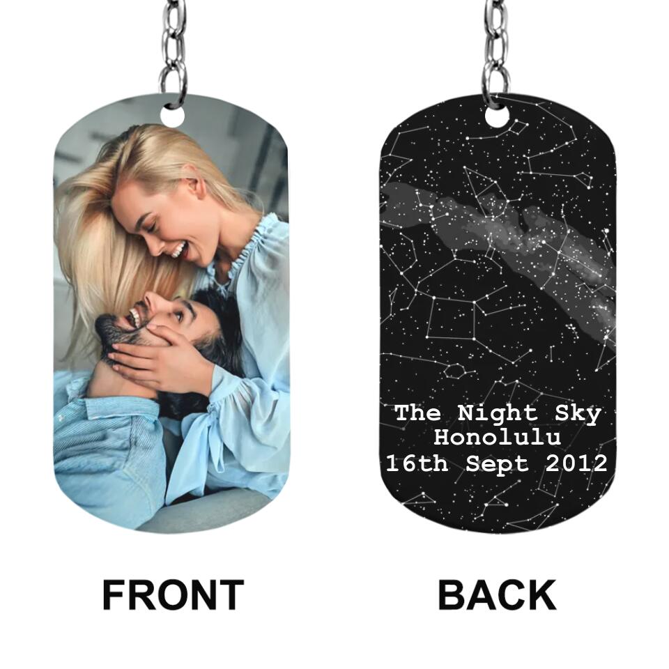 The Night Sky - Personalized Keychain - Custom Map & Date
