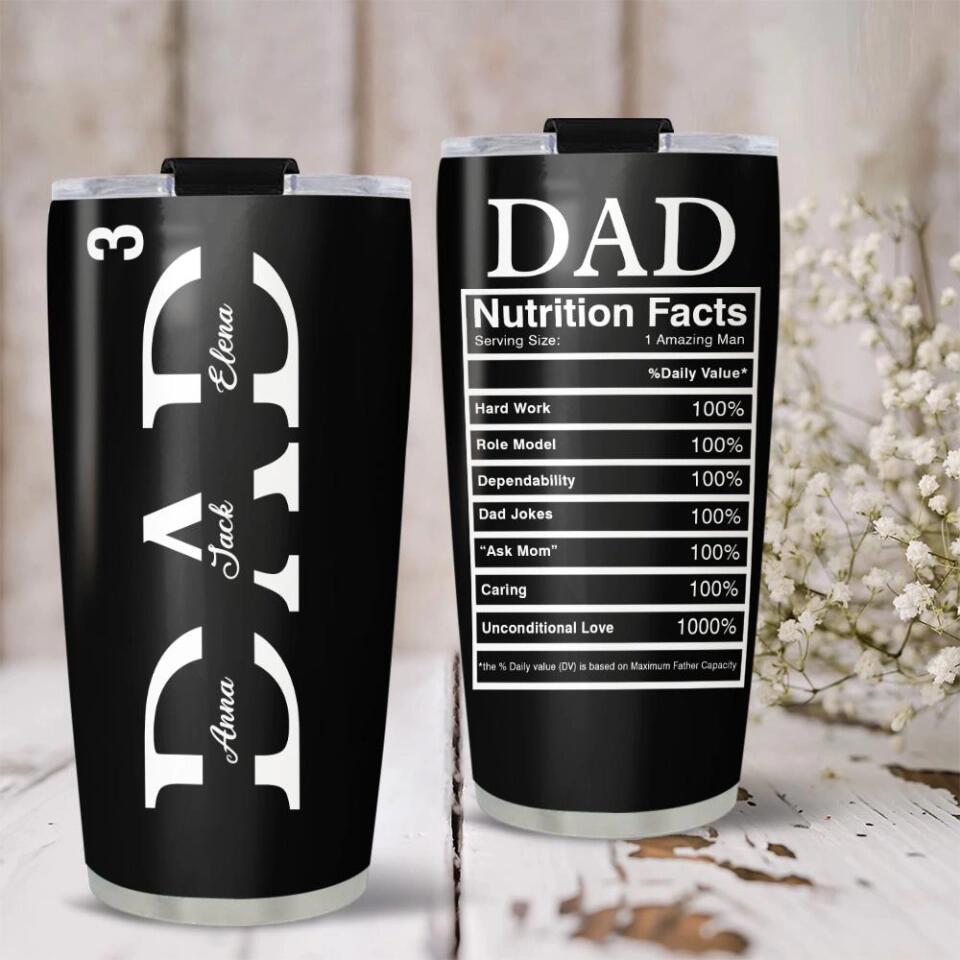 Dad Nutrition Facts Personalized Tumbler