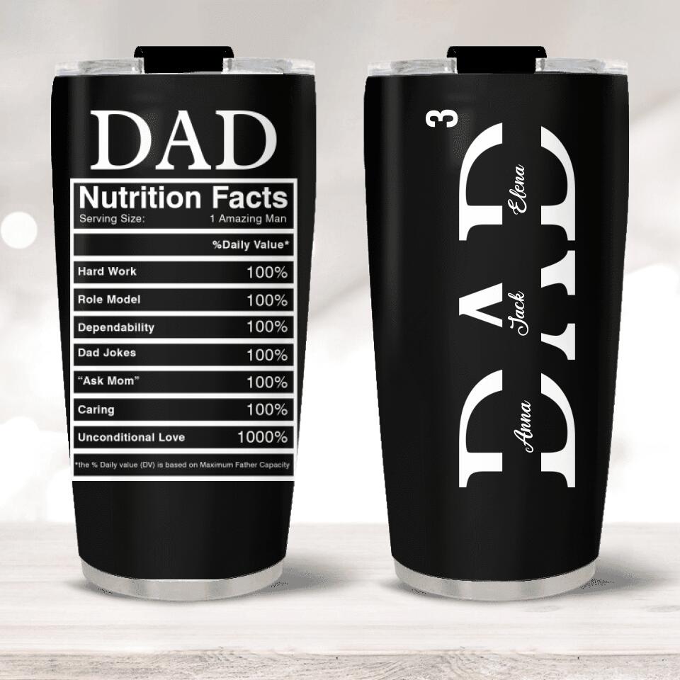 Dad Nutrition Facts Personalized Tumbler