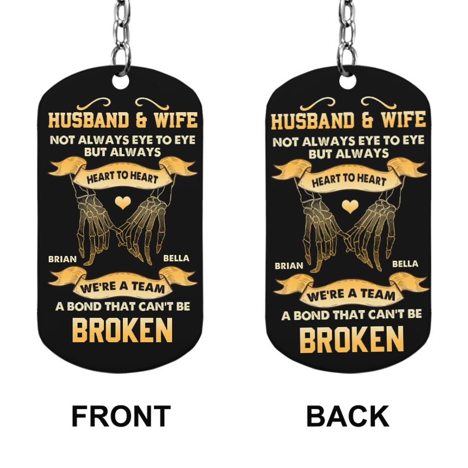 Husband And Wife, Not Always Eye To Eye But Always Heart To Heart - Personalized Keychain