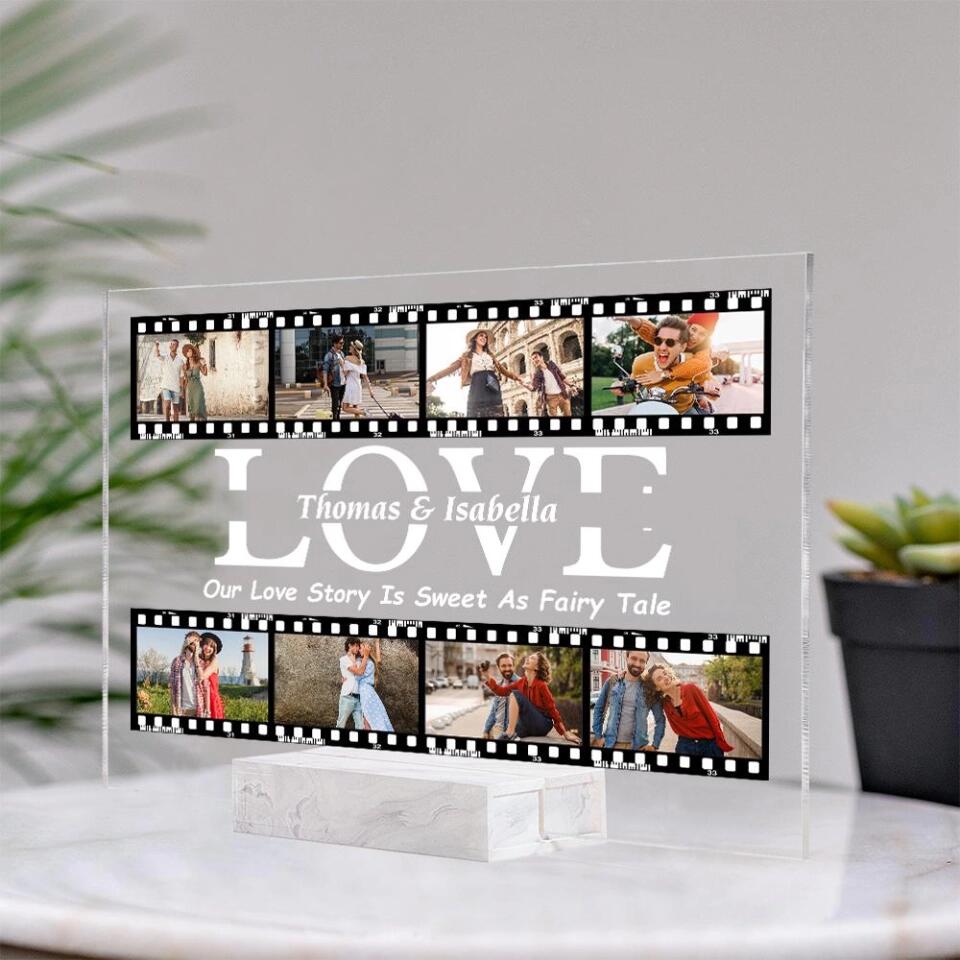 Our Love Story Is Sweet As Fairy Tale - Personalized Acrylic Plaque - Gift For Wedding Anniversary