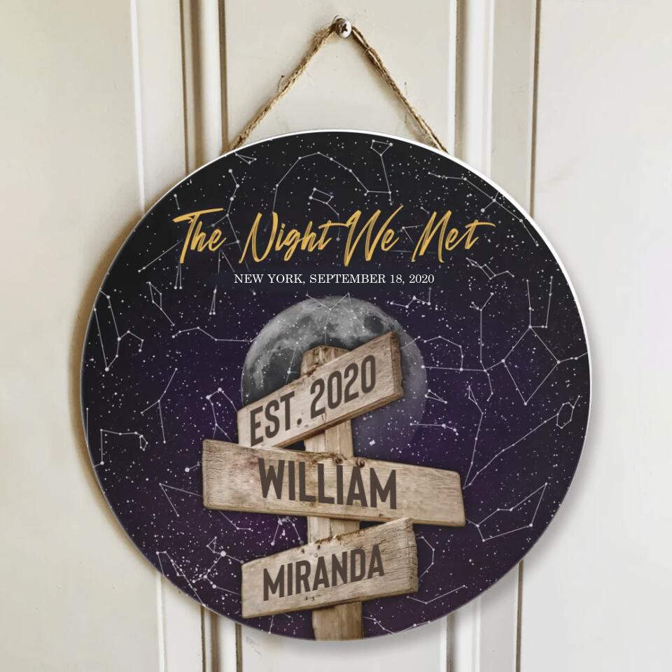 Couple Wooden Sign Personalized Valentine Gifts - The Night We Met Star Map Night Sky Custom Personalized Wooden Sign
