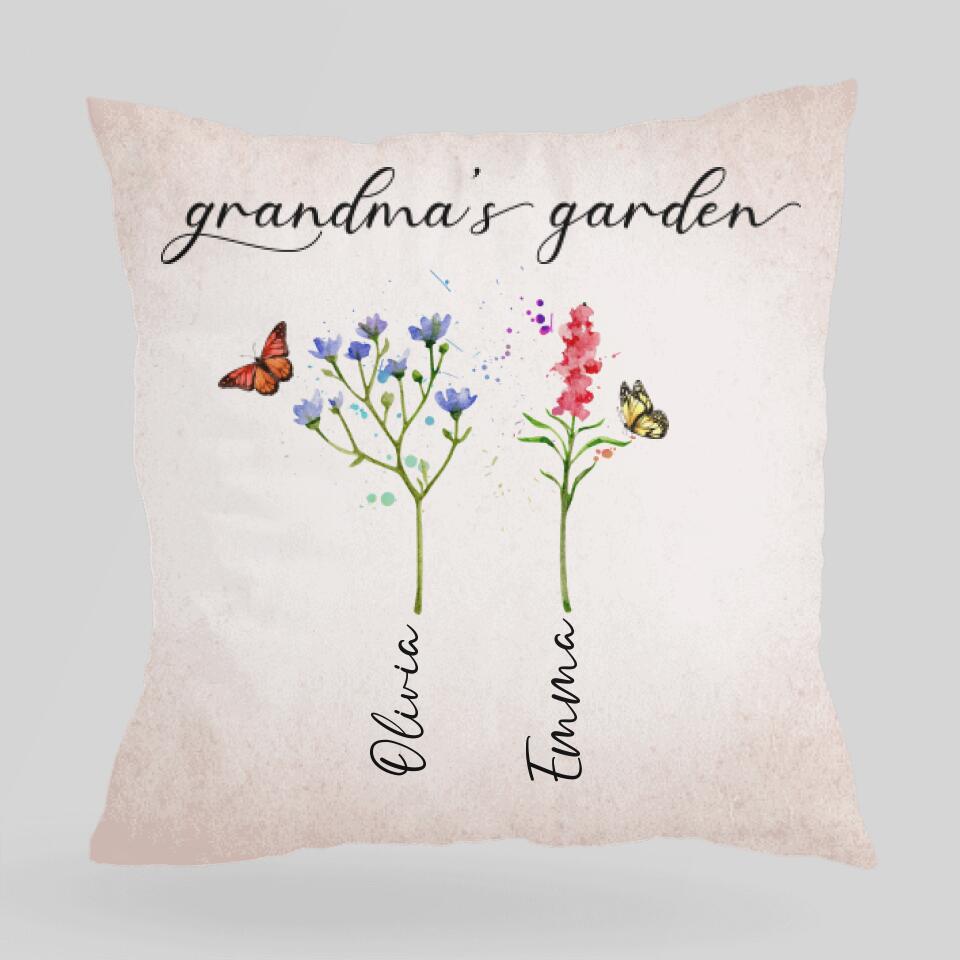 Grandma's Garden - Personalized Pillow - Birthday Gift Idea for Grandma/Nana
