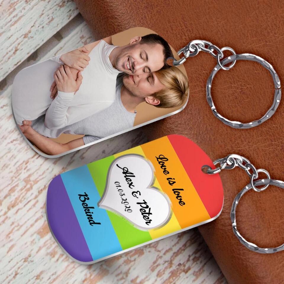 Love Is Love, Bekind - Personalized Keychain - Gift Ideas For LGBT Couple