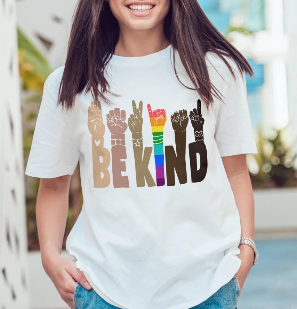 Be Kind Rainbow Sign Language Shirt LGBT Pride Gifts