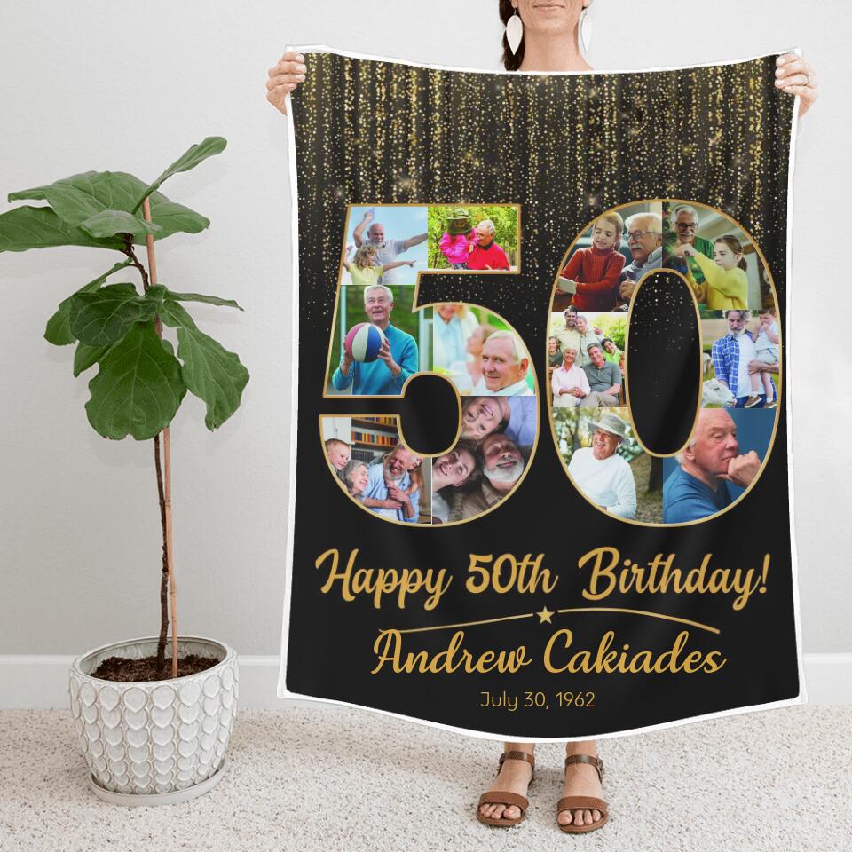 Happy 50th Birthday - Personalized Blanket