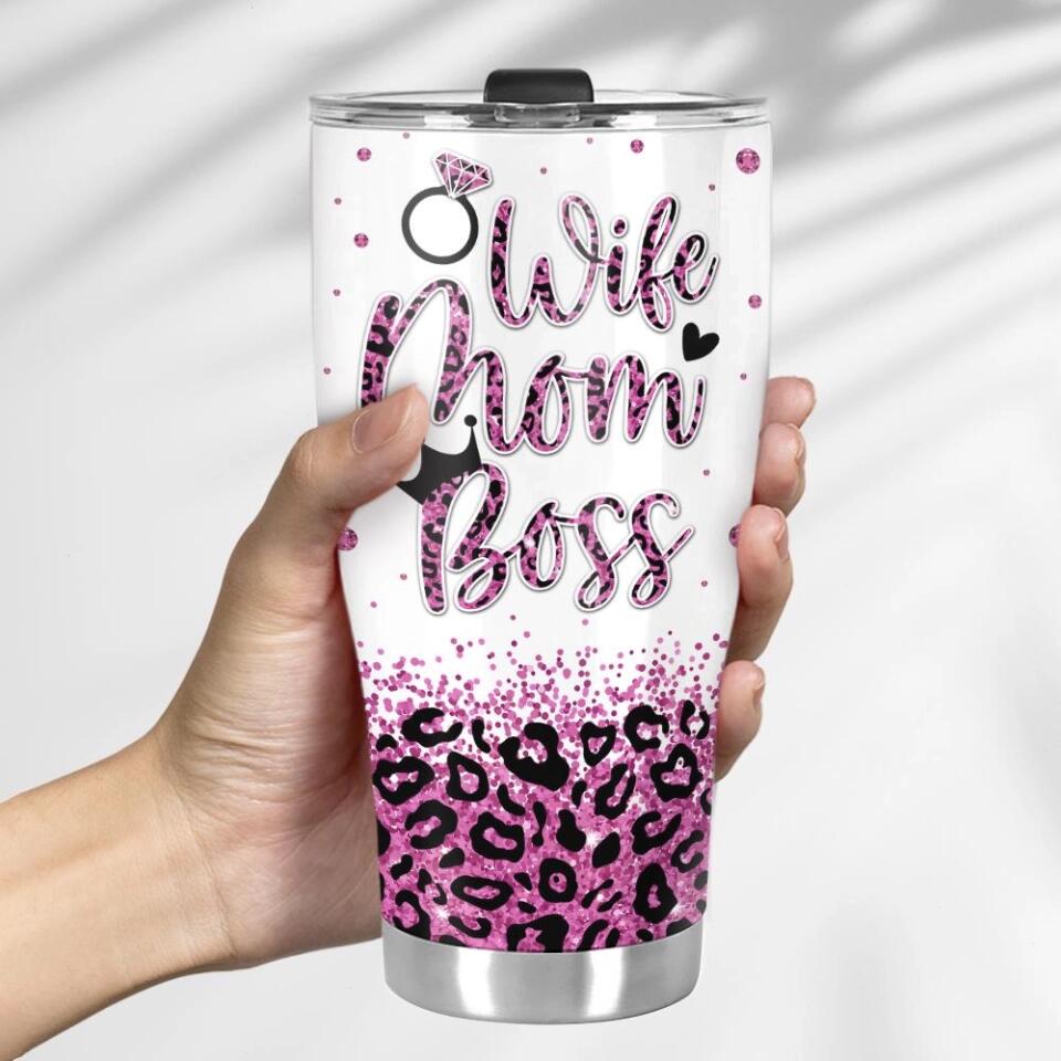Wife Mom Boss Vintage Retro Style - Personalized Curved Tumbler