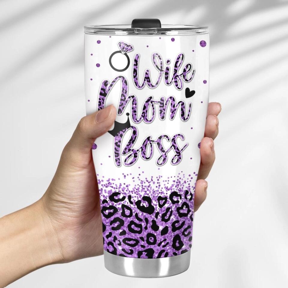 Wife Mom Boss Vintage Retro Style - Personalized Curved Tumbler