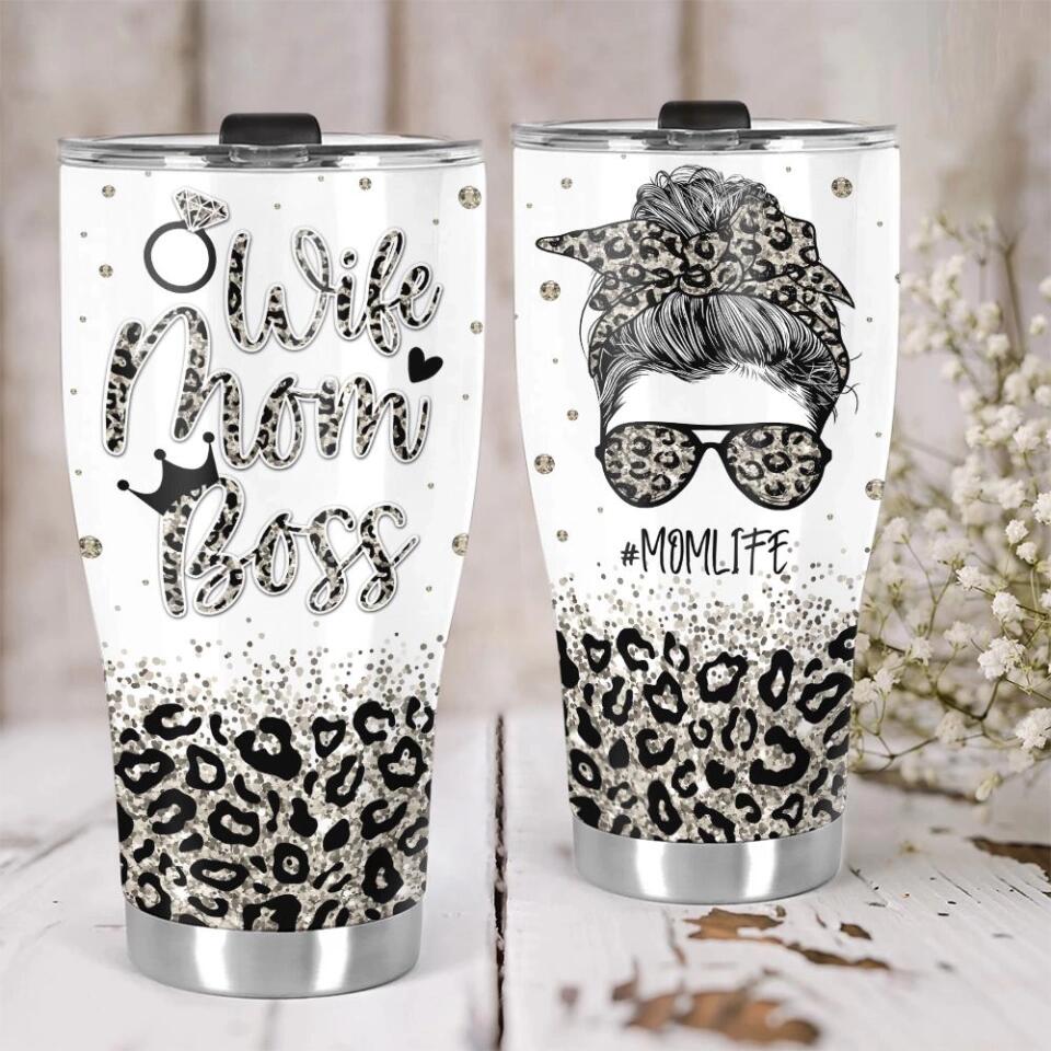 Wife Mom Boss Vintage Retro Style - Personalized Curved Tumbler