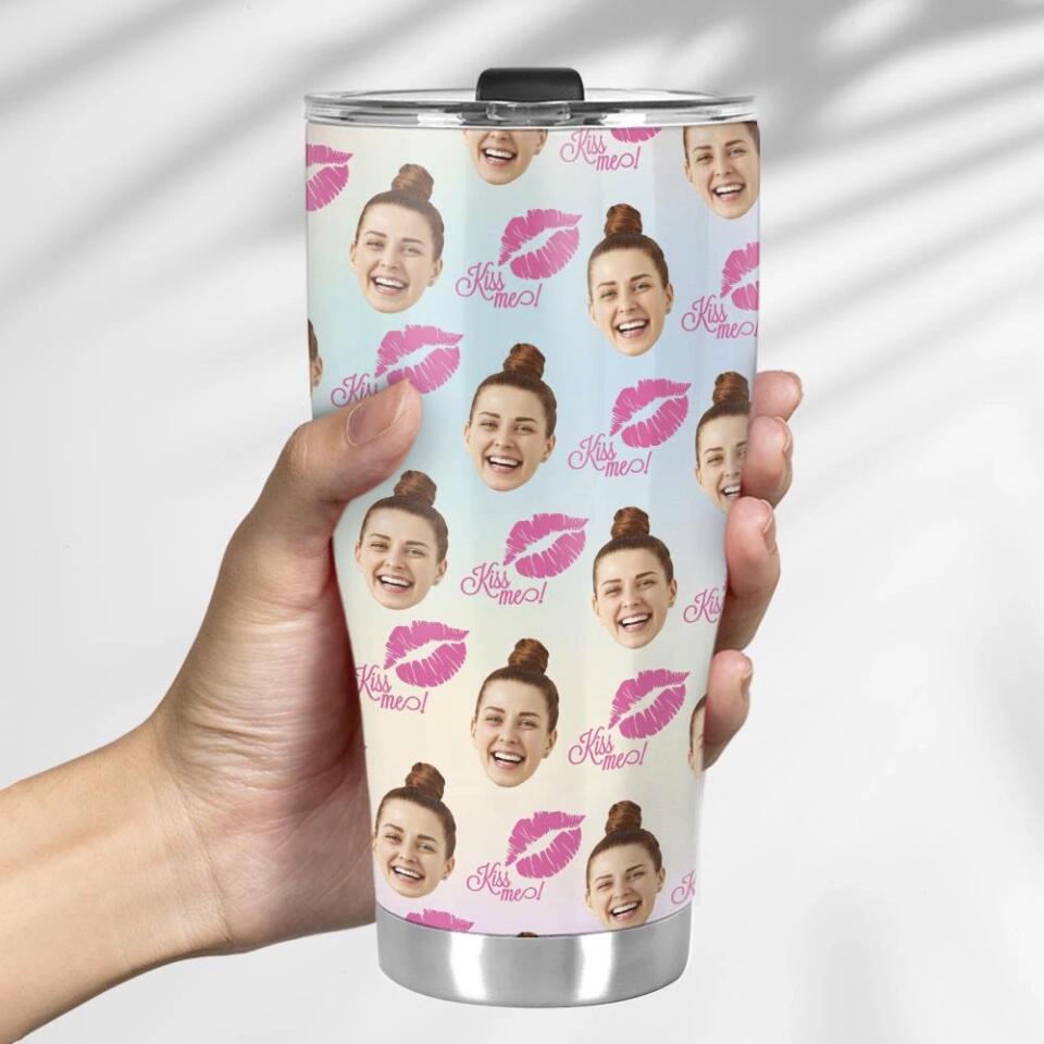 Custom Photo Background And Pattern - Personalized Curved Tumbler