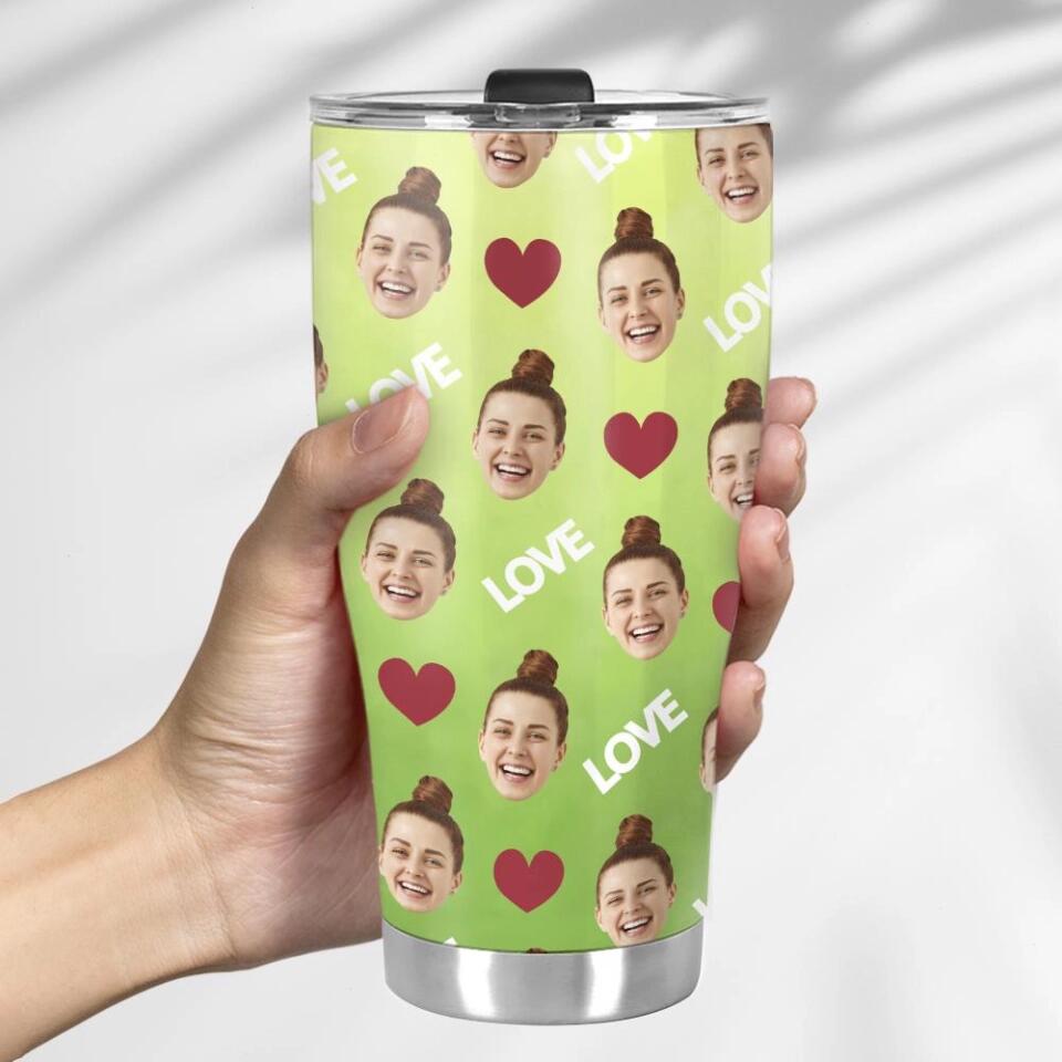 Custom Photo Background And Pattern - Personalized Curved Tumbler