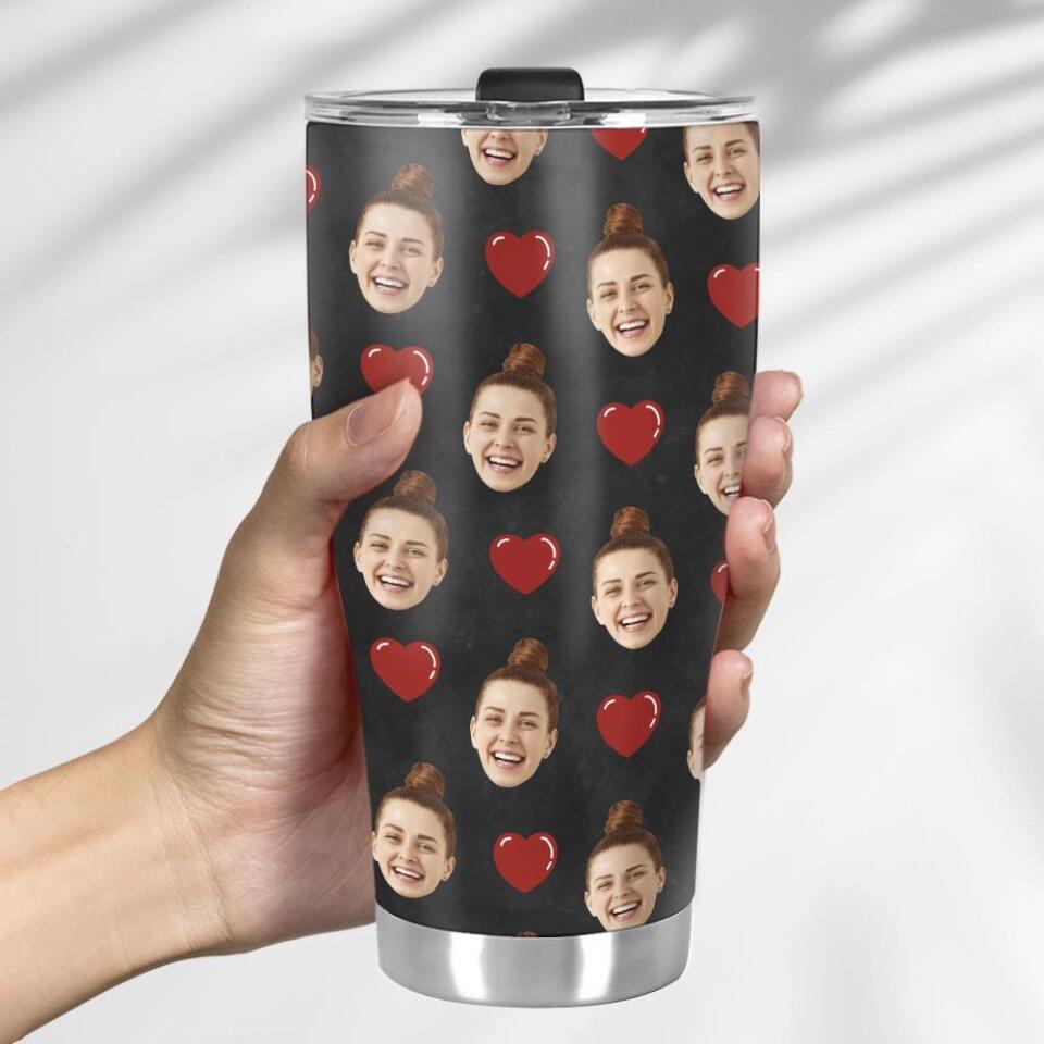 Custom Photo Background And Pattern - Personalized Curved Tumbler