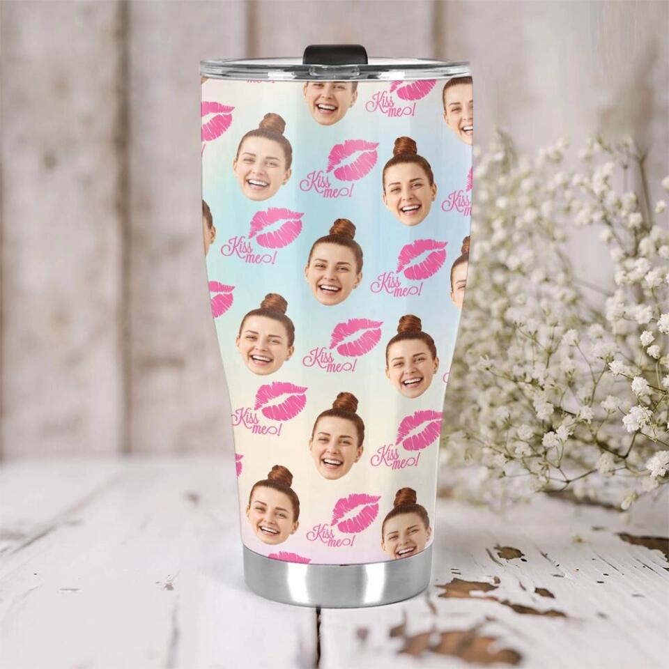 Custom Photo Background And Pattern - Personalized Curved Tumbler