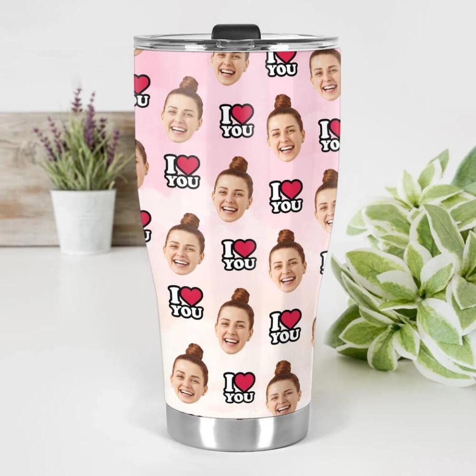 Custom Photo Background And Pattern - Personalized Curved Tumbler