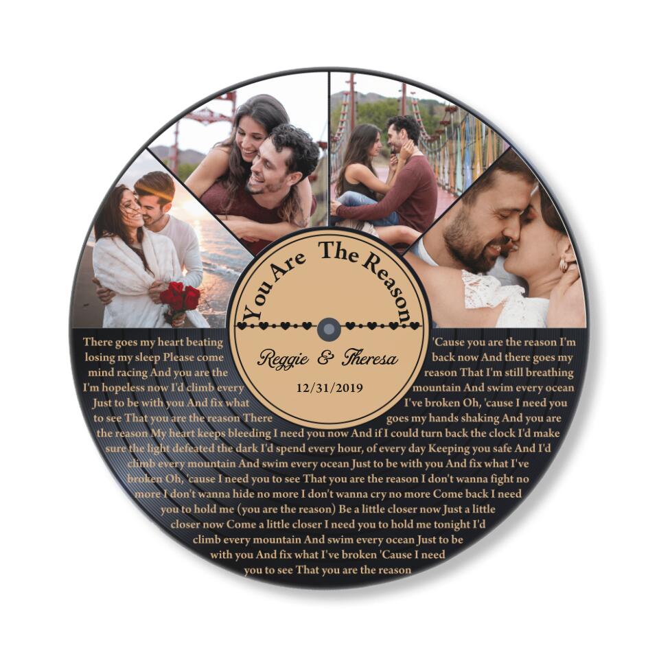 Couple Wooden Sign Vinyl Record Song Lyrics - Personalized Round Wood Sign