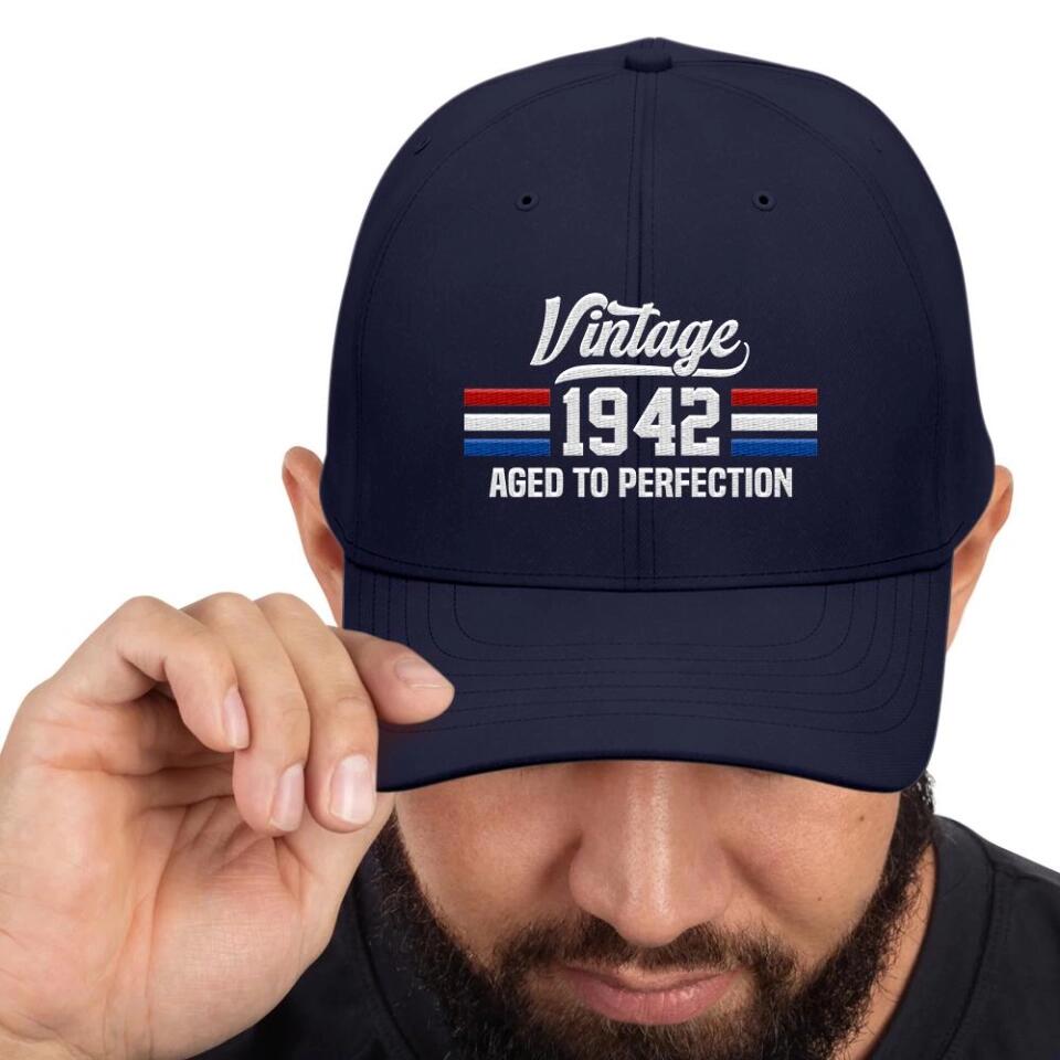 America Flag - Aged To Perfection Twill Cap - Best Birthday Gift for Men