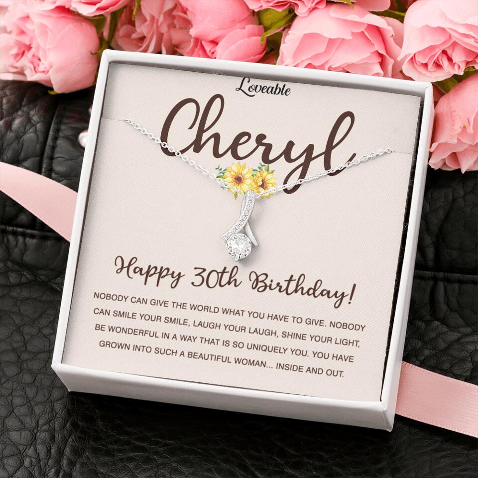 Happy 30th Birthday - Personalized White Gold Necklace - Custom Name