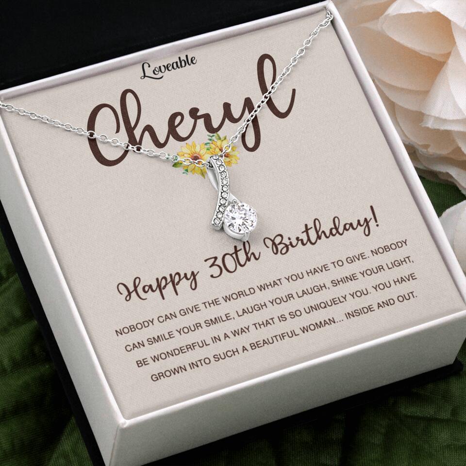 Happy 30th Birthday - Personalized White Gold Necklace - Custom Name