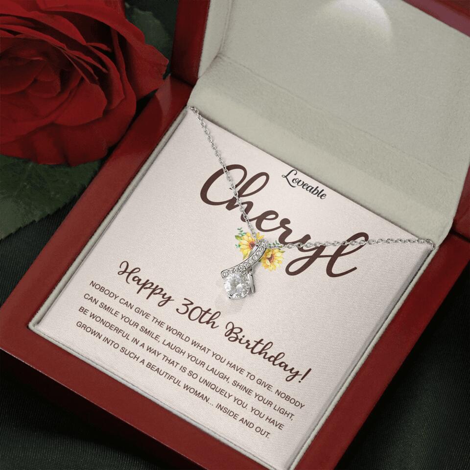 Happy 30th Birthday - Personalized White Gold Necklace - Custom Name