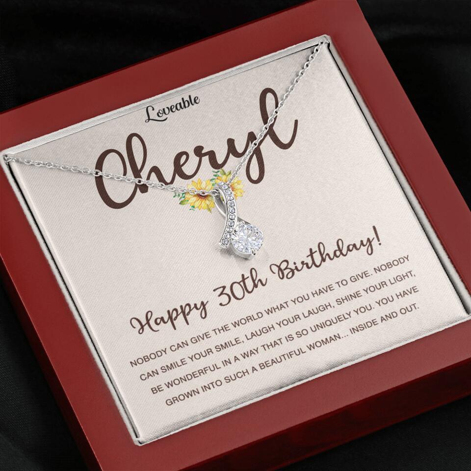 Happy 30th Birthday - Personalized White Gold Necklace - Custom Name