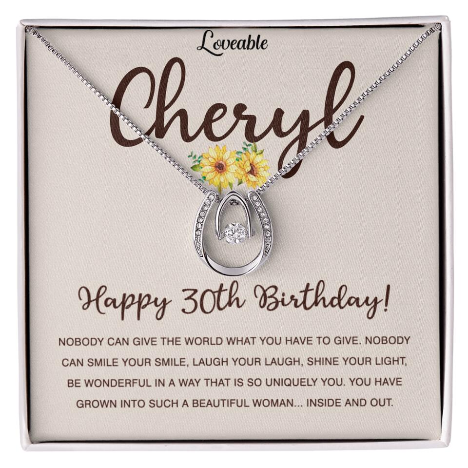 Happy 30th Birthday - Personalized White Gold Necklace - Custom Name