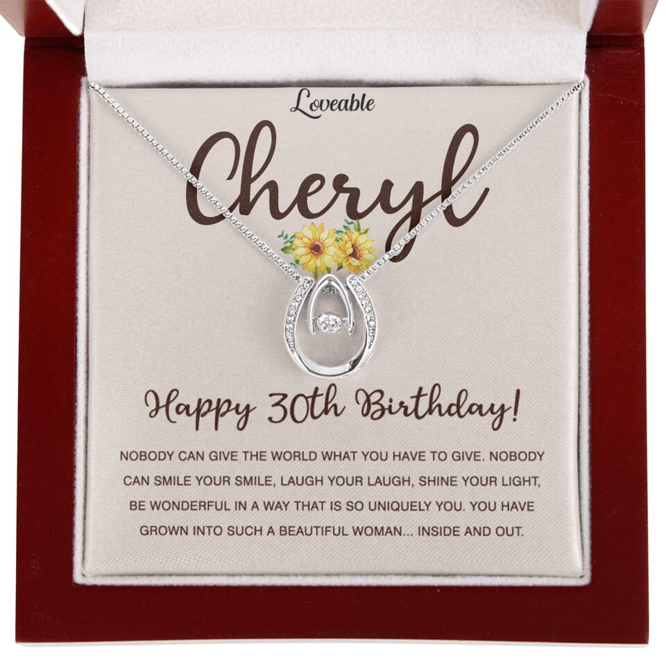 Happy 30th Birthday - Personalized White Gold Necklace - Custom Name