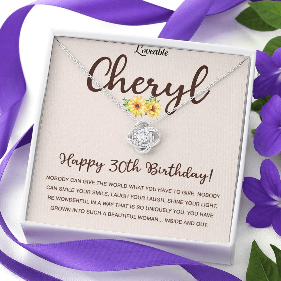 Happy 30th Birthday - Personalized White Gold Necklace - Custom Name