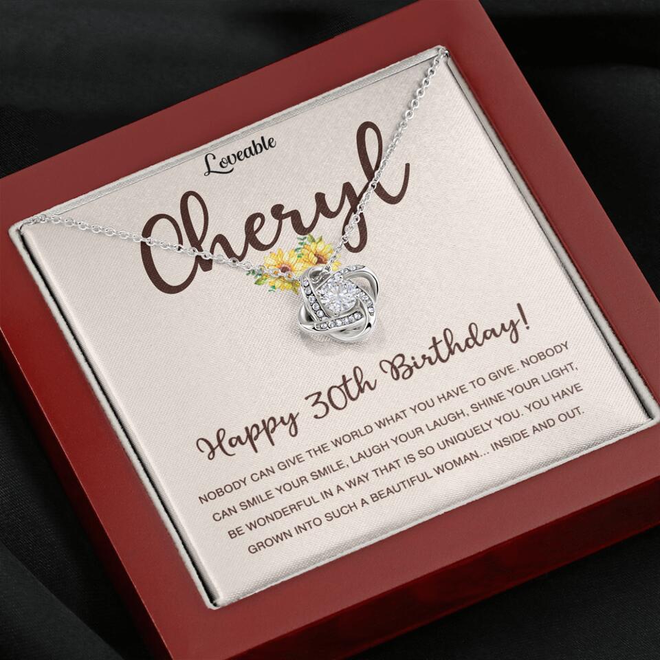 Happy 30th Birthday - Personalized White Gold Necklace - Custom Name