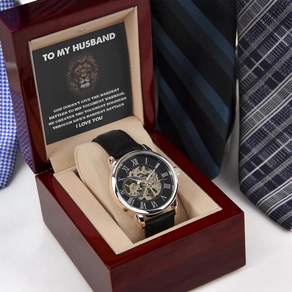 To My Husband Christian Quote Openwork Watch - God Gift For Husband