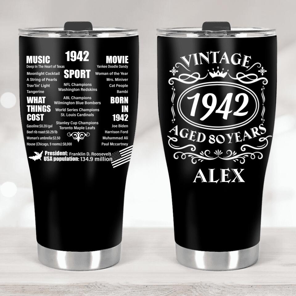 Vintage 1942 Happy 82th Birthday Custom Tumbler Birthday Gift For Grandpa